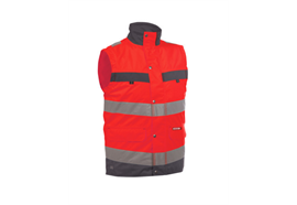 DASSY® BILBAO, Warnschutz-Weste neonrot/zementgrau - Gr. 3XL