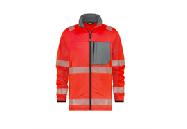 DASSY® CAMDEN, Warnschutz Midlayerjacke neonrot/zementgrau - Gr. L