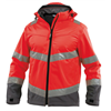 DASSY® MALAGA, Warnschutz Softshell-Jacke neonrot/zementgrau - Gr. 3XL