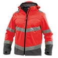 DASSY® MALAGA, Warnschutz Softshell-Jacke neonrot/zementgrau - Gr. L