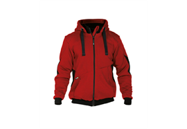 DASSY® PULSE, Sweatshirt-Jacke rot/schwarz - Gr. XS