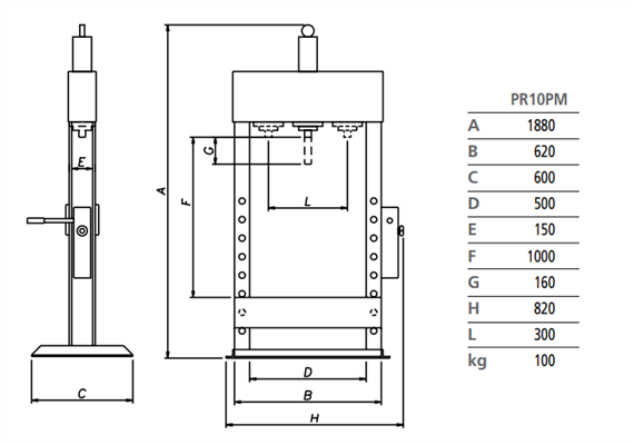 Werkstattpresse hydraulisch - 10 t Pressdruck