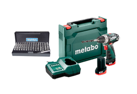 Metabo Akku-Bohrschrauber POWERMAXX BS BASIC + Stahlux Bit-Box 76-teilig